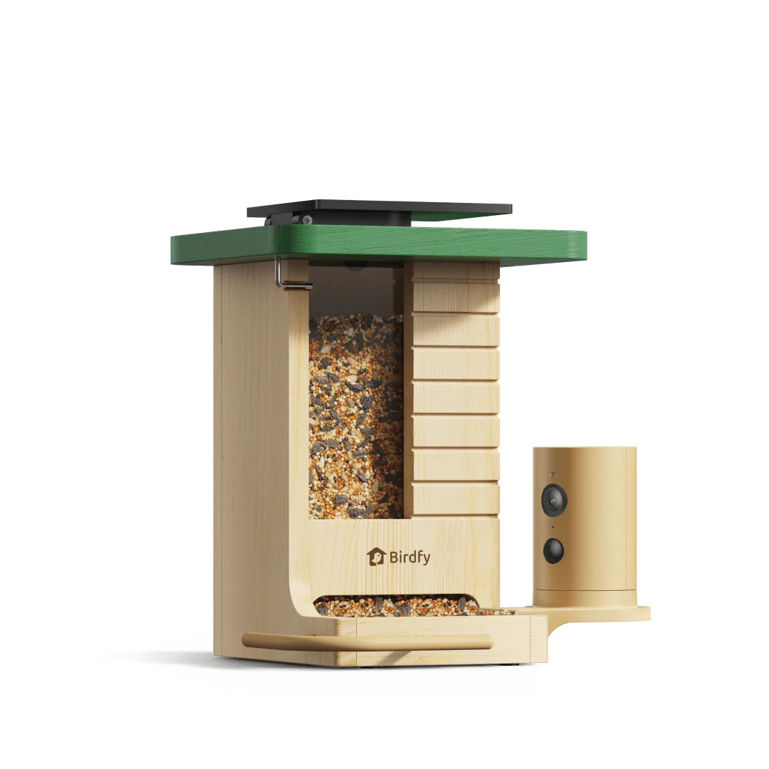 Birdfy Feeder Wood - Wooden Smart Bird Feeder with Camera
